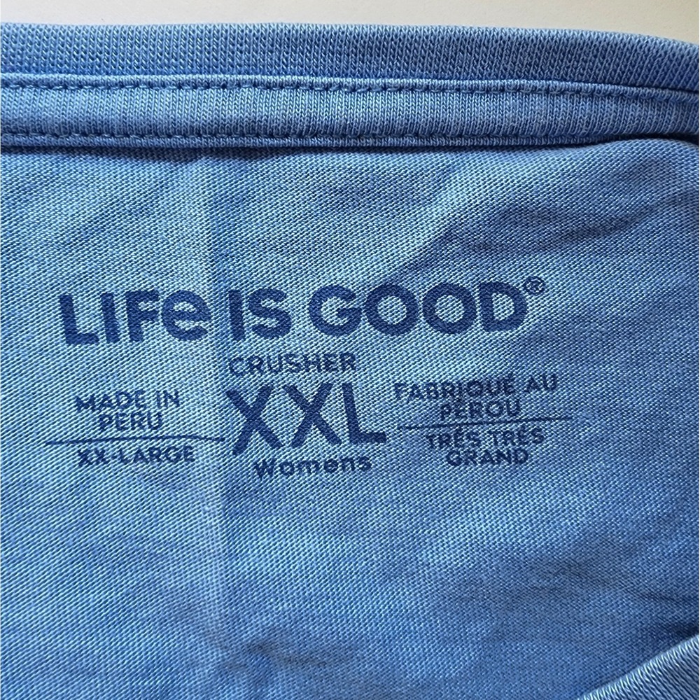LIFE IS GOOD Women's Size XXL Watercolor Daisy Blue Short Sleeve Crusher Tee - Picture 3 of 5